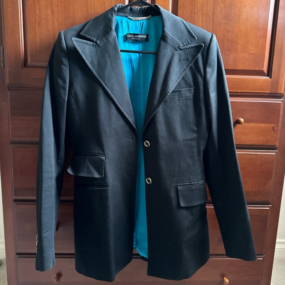 Dolce & Gabbana Black Blazer with Blue Lining
